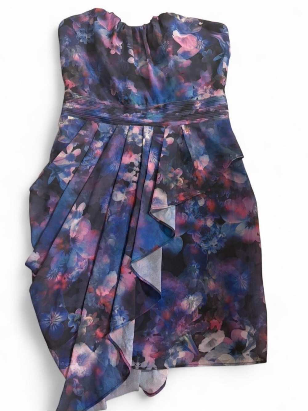 Guess Strapless Floral Cocktail Dress in Blue, Purple, Pink